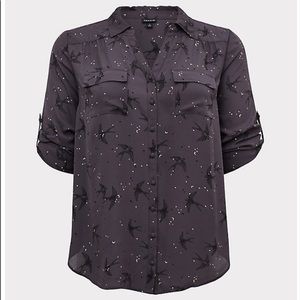 MADISON - DARK GREY SPARROW GEORGETTE BUTTON-DOWN